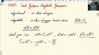 FIZ305 D6B7 Termodinamiğin Birinci Yasası   Adyabatik Genleşme  MSGSU FIZ305