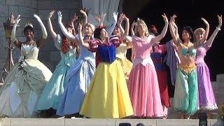 Merida Coronation at Disneys Magic Kingdom - All 11 Disney Princesses Together During Ceremony