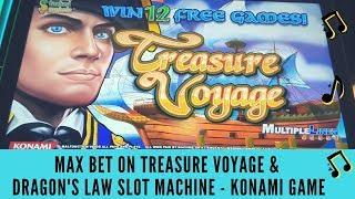 MAX BET ON TREASURE VOYAGE AND DRAGONS LAW SLOT - KONAMI GAME - SunFlower Slots