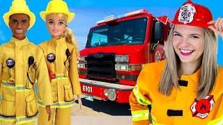 Fire Story for Kids  Barbie and Ken Firefighters & Firetruck  Speedie DiDi Toddler Learning Video