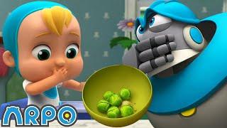 Arpo the Robot  Eat Your GREENS  NEW VIDEO  Funny Cartoons for Kids  Arpo and Daniel