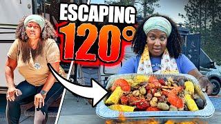 Escaping 120°F living in my camper van cooking lobster & crab seafood boil - RV LIFE