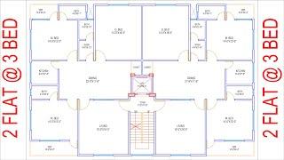 HOUSE PLAN DESIGN  EP 260  3000 SQUARE FT 2 UNIT  FLAT @ 3 BEDROOMS HOUSE PLAN  LAYOUT PLAN