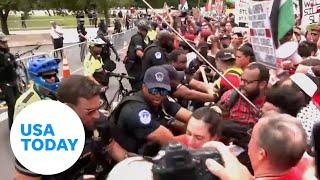 Protesters pepper sprayed in DC protests ahead of Netanyahu speech  USA TODAY