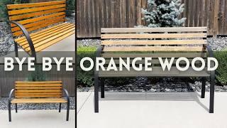 Transforming a Weathered Outdoor Bench  DIY Refinishing for a Modern Look  Updating Orange Wood