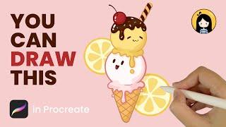 How to Draw Cute Ice Cream in Procreate  Easy Tutorial for Beginners - Draw with Michelle
