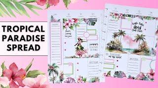 PLAN WITH ME  TROPICAL PARADISE SPREAD  THE HAPPY PLANNER