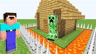 НУБ ПРОТИВ ЗАЩИЩЕННЫЙ ДОМ КРИПЕРА В МАЙНКРАФТ  НУБИК И ТРОЛЛИНГ ЛОВУШКА В MINECRAFT