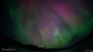 Aurora fisheye time lapse highlights with soundtrack. May 10-11 2024 Cle Elum Lake Washington