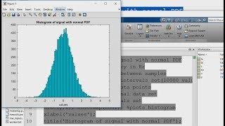 MATLAB tutorial - Histogram of a random signal with normal PDF in Matlab