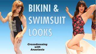 Bikini and swimsuit outfits on a crossdresser