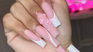 Acrylic Nails  Pink Nail Art Tutorial