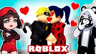 Леди Баг и Супер Кот целуются в РОБЛОКС Машка и Панда Сим против в Miraculous RP Roblox