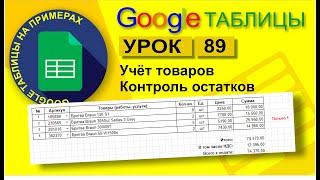 Google Таблицы. Урок 89. Учет товаров расчет и контроль остатков