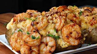 You’ll Never Make Baked Potato Any Other Way  Cajun Shrimp Stuffed Loaded Baked Potato