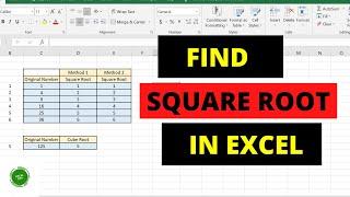 Find Square Root - Using Excel Formula - Square Root Trick