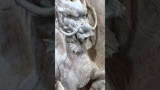 Masterful Artistry Exquisite Hand-Carved Chinese Kirin Wood Sculpture