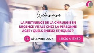 La pertinence de la chirurgie en urgence vitale chez la personne âgée