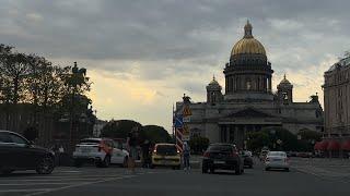 Driving from the Edge to the historical Center in St Petersburg Russia  4K