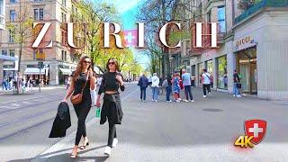 Switzerland Zurich  Luxury Stroll Exploring the Beauty of Bahnhofstrasse Shopping street 4K 60fps