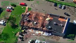 Aerial view tracks tornado destruction in Portage MI