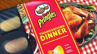 LIVE Tasting Pringles THANKSGIVING DINNER - turkey stuffing cranberry pumpkin pie chips