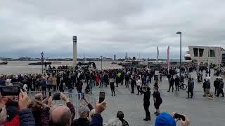 Maritime tribute to Queen Elizabeth II on the River Mersey Liverpool