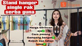 Shopee haul  Unboxing-cara pasang dan review stand hanger single  cuman 69ribu