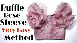 Ruffle Rose sleeve  blouse cutting and stitching how to make flowers sleeve