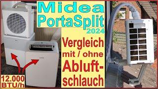 Midea PortaSplit 2024 Vergleich mit mobiler Klimaanlage mit Abluftschlauch - Praxis Handhabung Test