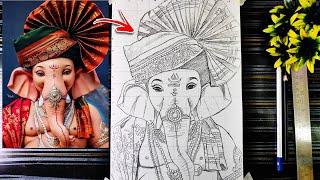 Lord Ganesha drawiing How To Draw Ganapati With Pagdi Ganesh Chaturthi Drawing Pencil