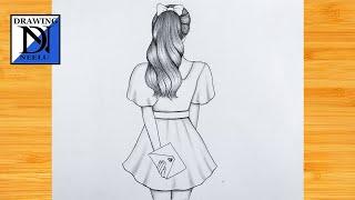 How to Draw Girl Backside  Very easy pencil drawing  Easy drawing tutorial  Girl drawing easy
