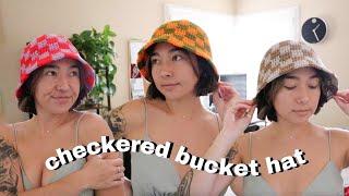 checkered bucket hat tutorial  how to crochet a bucket hat for beginners