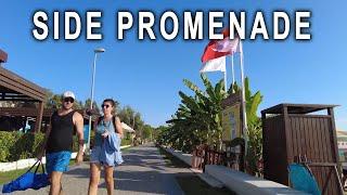 SIDE ALL HOTELS PROMENADE  Beach    Walking tour 4K TURKIYE #side #turkey #beach