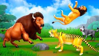 Bison vs Lion vs Tigers  Wild Animals Fights Compilation 60 Min  Epic Animal Revolt Battles