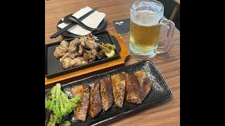 Aburi-En Charcoal Grilled Pork Cheeks & Chicken Thigh  Asahi Dry Northpoint City