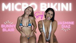 Bunny Blair  Micro Bikini Try on Haul w Jazmine Diaz  Lingerie Swimwear 4k