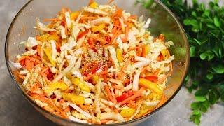 chinakohl paprika möhren salat mit sesam dressing asiatisch