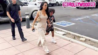 Kim Kardashian Shows Support For Kanye West By Rocking Yeezy Slides To Saint Wests Basketball Game