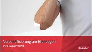 Wie man einen Verband am Ellenbogen mit Fixomull stretch fixiert