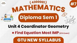 Find equation of a lines imp examples  Ch-4 Coordinator Geometry  Part 7  Mathematic GTU Diploma