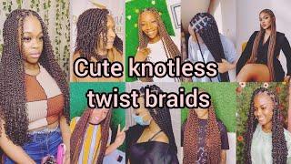 Cute knotless twist braids hairstyles  Twist hairstyles for black women  Knotless braids styles