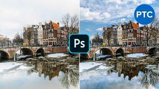 How To Replace The Sky In a Photo With Photoshop Including Reflections