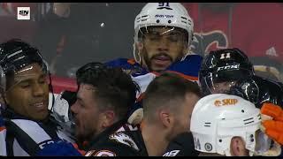 Edmonton Oilers Vs. Calgary Flames Scrum