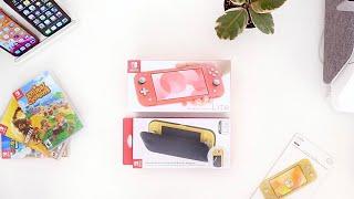 Coral Nintendo Switch Lite Unboxing + Animal Crossing New Horizons