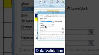 Apply data validation to cells #shorts