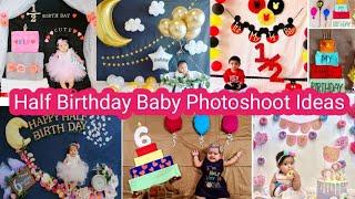 Half Birthday Baby Photoshoot ideas at Home  6 month baby photoshoot ideas Monthly Baby Photoshoot