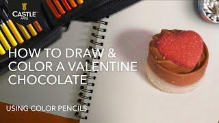 How To Draw & Color A Valentines Chocolate Using Color Pencils  Castle Arts