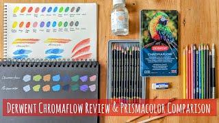 Derwent Chromaflow Coloured Pencil 12 Set Swatch Review & Comparison with Prismacolor Premiers