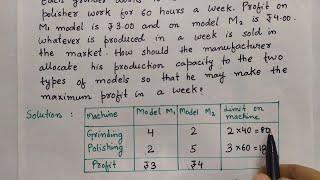 Formulation of LPP  Linear Programming Problem  Operation Research  LPP